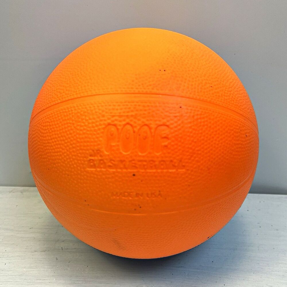 Vintage 1990s POOF Jr. Basketball 6 Inch Orange and Blue Foam Ball